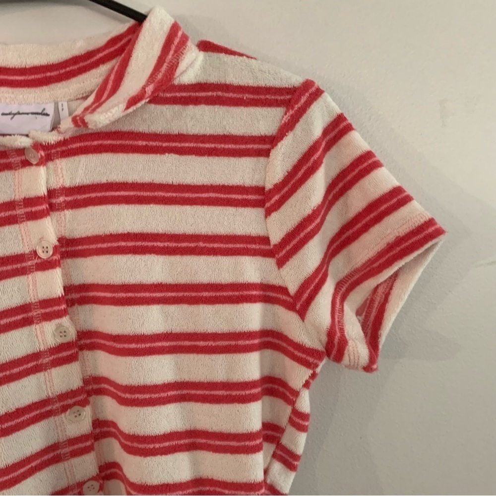 Out from Under Airy Terry Cropped Polo Shirt Top Size Small - Picture 6 of 10